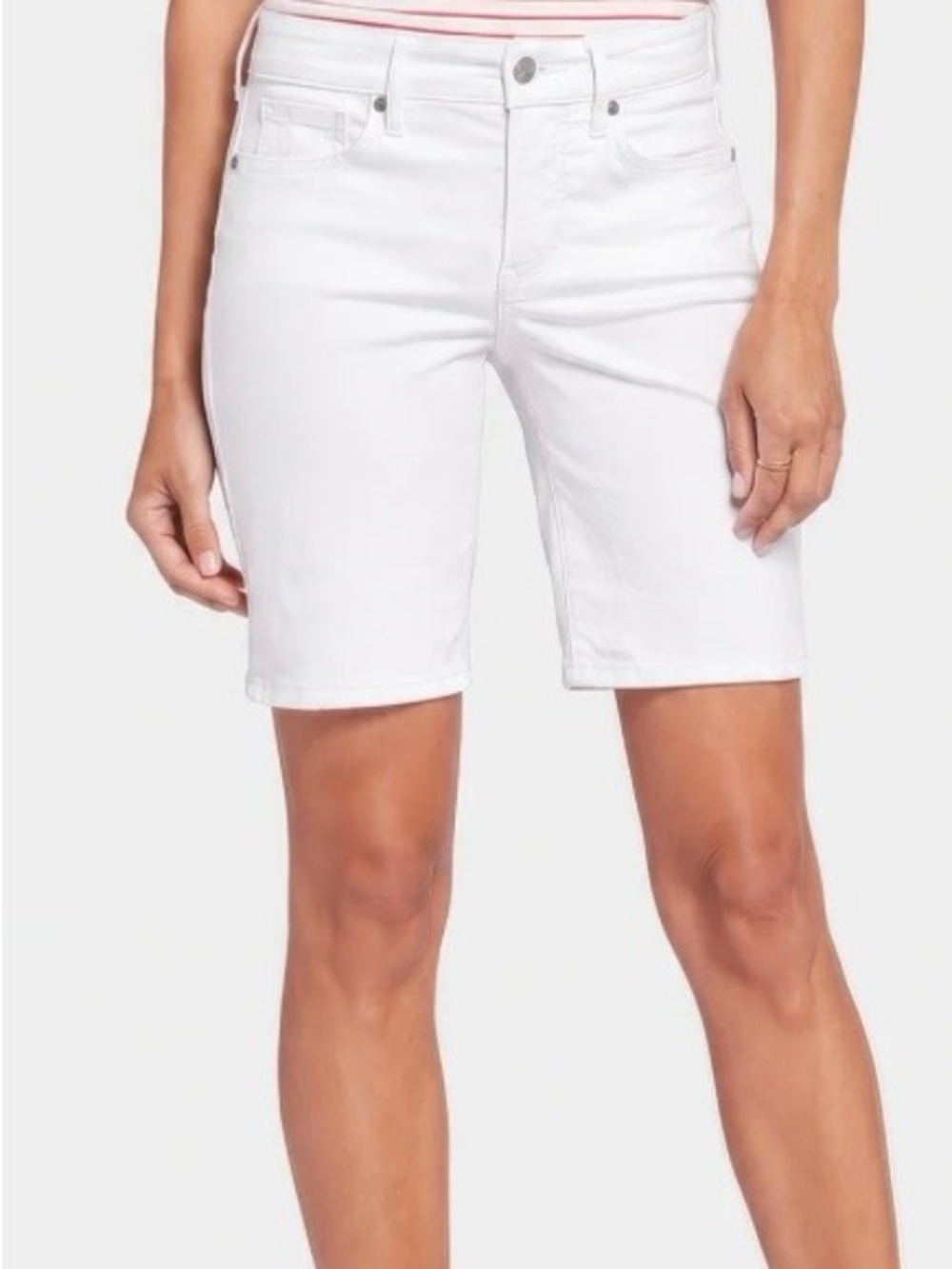 NYDJ White Bermuda Shorts — Slim Stretch Five-Pocket